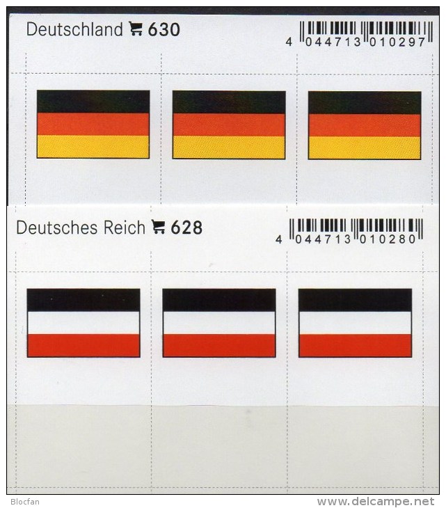 2x3 In Farbe Flaggen-Sticker DR+Deutschland 7€ Kennzeichnung Alben Bücher Sammlung LINDNER #628+630 Flag Germany 3.Reich - Old Books