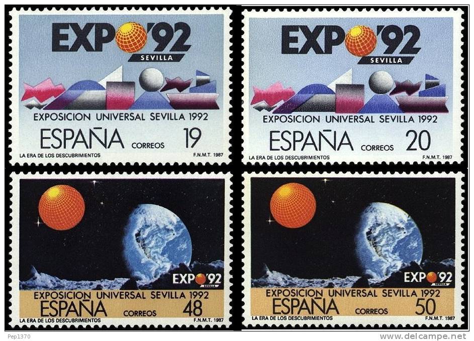 ESPAÑA 1987 - EXPOSICION UNIVERSAL DE SEVILLA - EXPO´92 - Edifil 2875-75A-76-76A - Yverrt 2493-2494-2543-2544 - Sterrenkunde