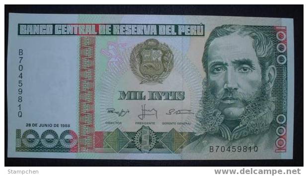 1987 Peru Banknote 1000 Intis 1 Piece UNC - Pérou