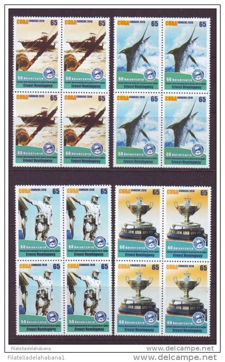 2010.20 CUBA MNH 2010 COMPLETE SET ERNEST HEMINGWAY FISHING. BLOQUE 4. PESCA DE LA AGUJA. MARLIN - Ongebruikt