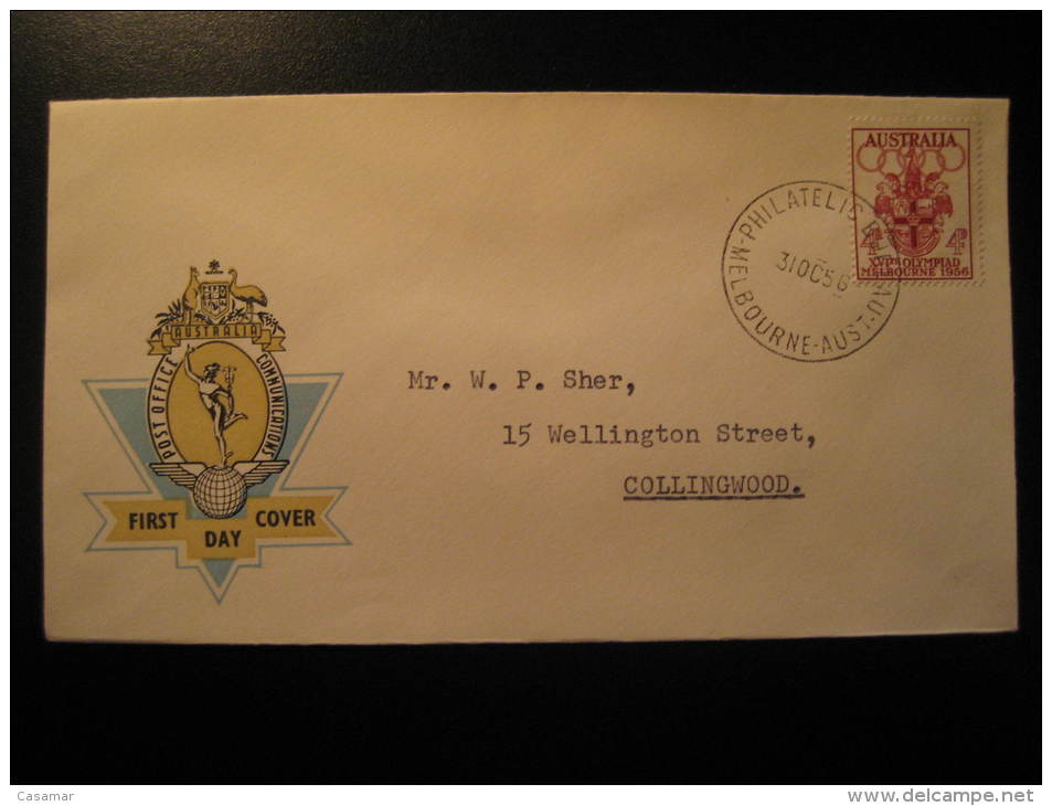 Melbourne 1956 Olympic Games Olympics Australia Fdc Cover - Ete 1956: Melbourne