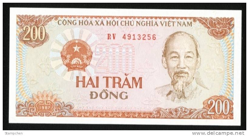 Vietnam 1987 200 Dong Banknote 1 Piece Cultivator Grain Farm Farmer - Vietnam