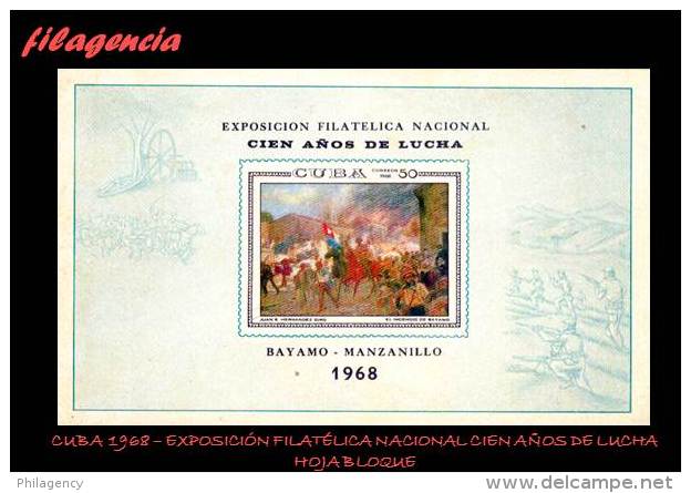 CUBA MINT. 1968-13 EXPOSICIÓN FILATÉLICA CIEN AÑOS DE LUCHA. HOJA BLOQUE - Unused Stamps