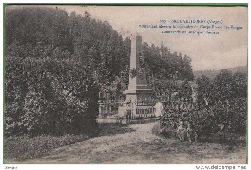 88 BROUVELIEURES - Monument élevé à La Mémoire Du Corps Franc Des Vosges Commandé En 1870 Par Bourras - Brouvelieures