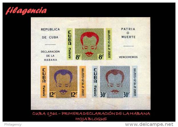 CUBA MINT. 1961-03 PRIMERA DECLARACIÓN DE LA HABANA. HOJA BLOQUE - Neufs