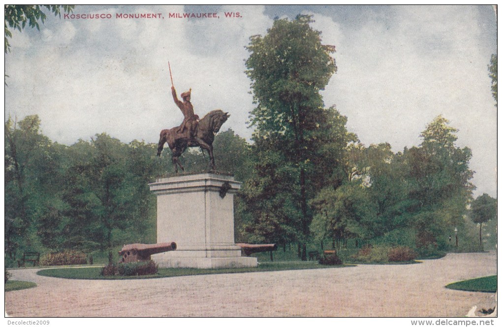 B79319 Kosciusco Monument Milwaukee Wiscounsin USA  Front/back Image - Milwaukee