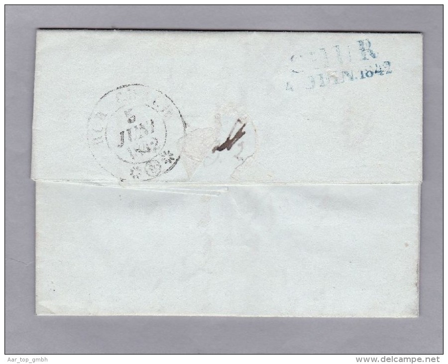 Heimat GR ENGADIN 1842-06-04 Blau Auf Brief Nach Rorschach - ...-1845 Vorphilatelie