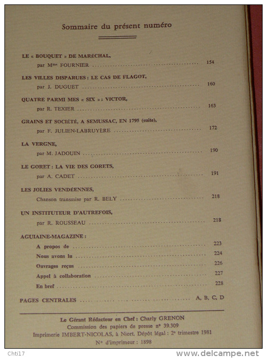 AGUIAINE  ET SUBIET  TOME XV  6 N°  ANNEE COMPLETE 1981 / BOUCHERIE LE COCHON GORET / SEMUSSAC VIGNE /CHERVEUX PERRUQUE - Poitou-Charentes