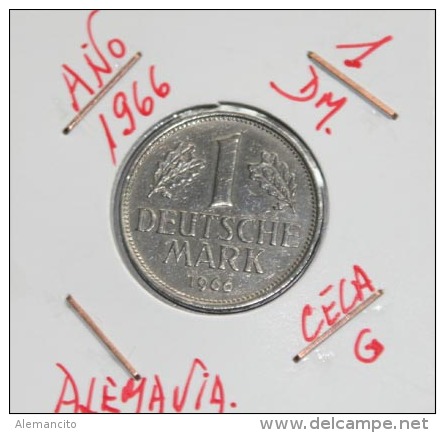 ALEMANIA 1.00 DM AÑO 1966-CECA ( G ) MONEDA CIRCULADA - CONSERVACIÓN ( MBC ) - 1 Marco