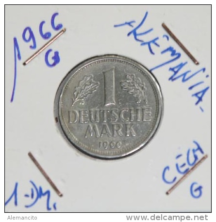 ALEMANIA 1.00 DM AÑO 1966-CECA ( G ) MONEDA CIRCULADA - CONSERVACIÓN ( MBC ) - 1 Marco