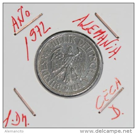 ALEMANIA 1.00 DM AÑO 1972-CECA ( D ) MONEDA CIRCULADA - CONSERVACIÓN ( MBC ) - 1 Mark