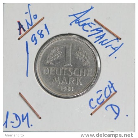 ALEMANIA 1.00 DM AÑO 1981-CECA ( D ) MONEDA CIRCULADA - CONSERVACIÓN ( MBC ) - 1 Mark