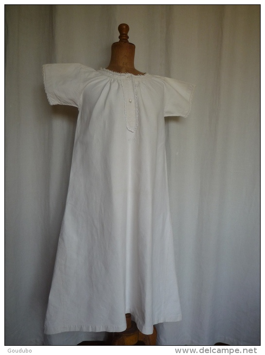 Chemise De Nuit Pur Lin Monogramme AB Manches, Jabot, Encolure Dentellés .Voir Photos. - Leibwäsche