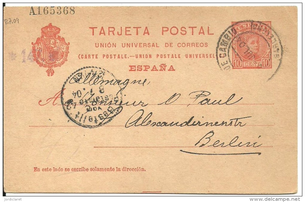 E.P MAT.ESTAFETA DE CAMBIO  BARCELONA  A BERLIN - 1850-1931