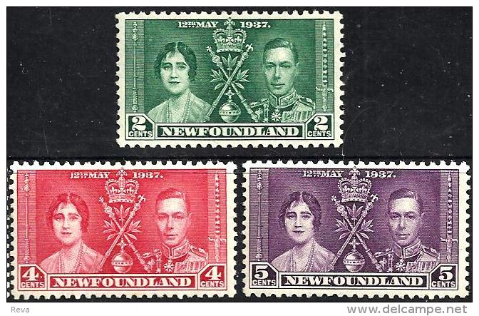 BRITISH NEWFOUNDLAND KGVI CORONATION SET 2 - 5 CENTS MHG 1937 SG254-56 READ DESCRIPTION !! - 1908-1947