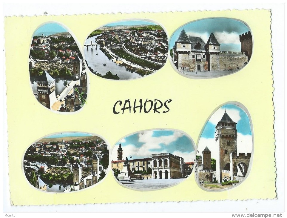 CPM-Cahors Vue Générale Et Pont Valentré-La Barbacane-place Gambetta- - Cahors