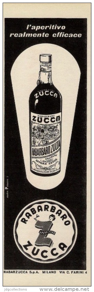# RABARBARO ZUCCA 1950s Advert Pubblicità Publicitè Reklame Food Drink Liquor Liquore Liqueur Licor Alcohol Bebidas - Manifesti