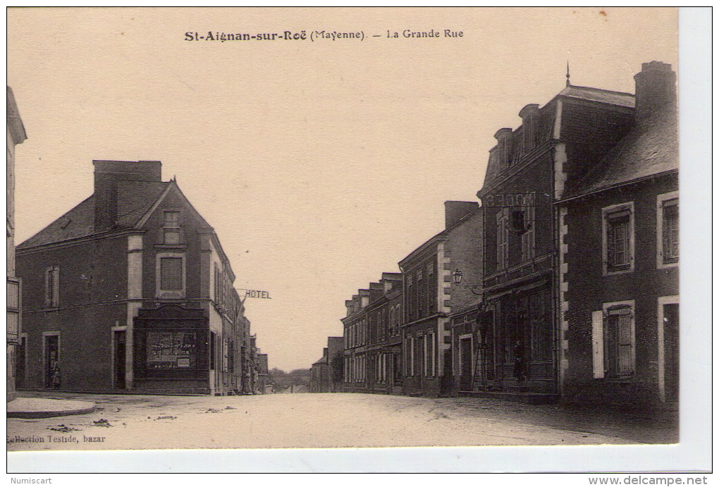 St-Aignan-sur-Roë..animée..la Grande Rue..hôtel - Saint Aignan Sur Rö