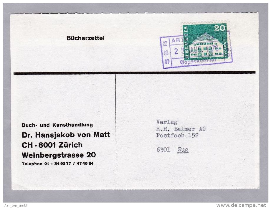 Heimat SZ ARTH-GOLDAU 1976-08-22 Bahnstation-Stempel Auf Bücherzettel - Ferrocarril