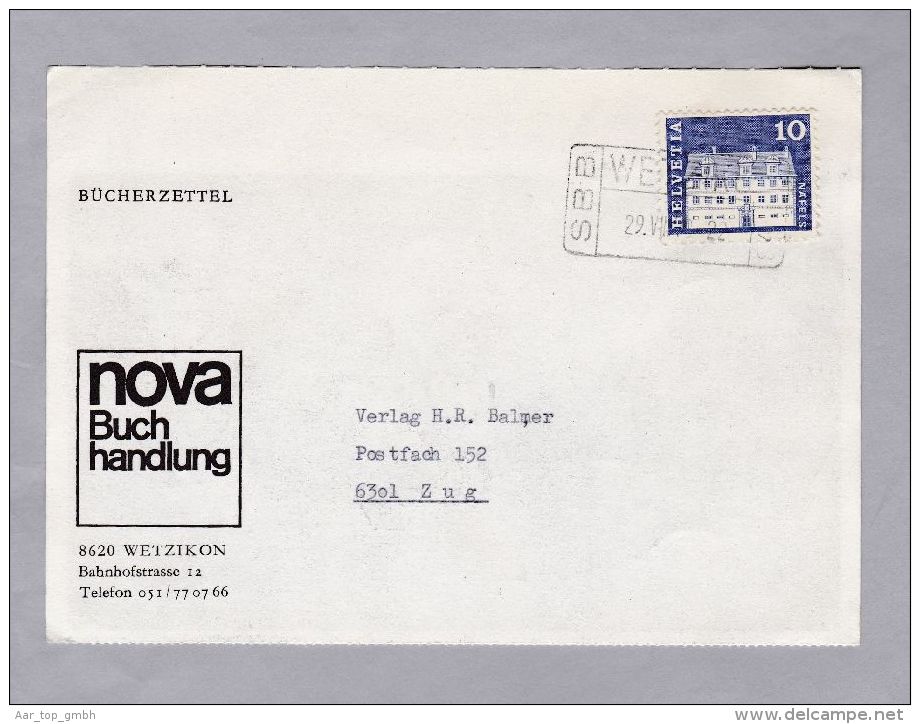 Heimat ZH Wetzikon 1973-07-29 Bahnstations-Stempel Auf Bücherzettel - Bahnwesen