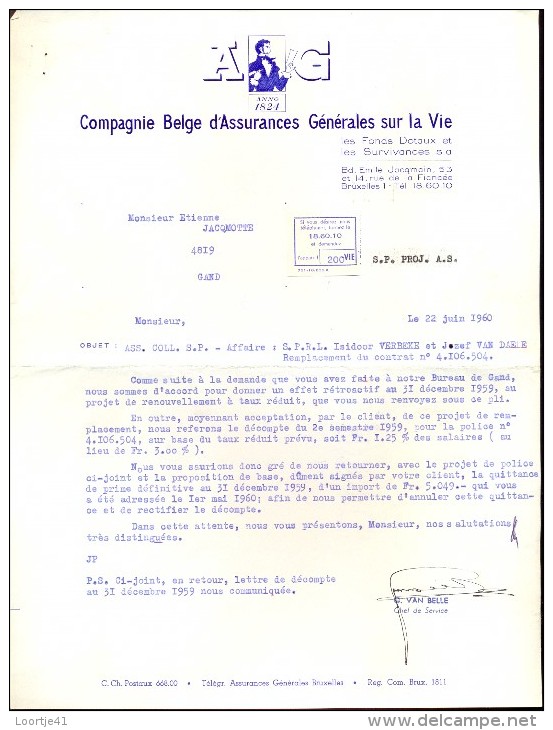 Factuur Facture Brief Lettre  - Verzekeringen Assurances AG - Bruxelles 1960 - Bank En Verzekering