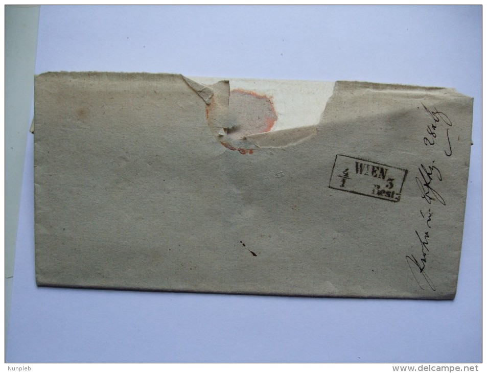 AUSTRIA 1848 WRAPPER FROM DEUTSCHWAGRAM TO WIEN WITH WIEN DELIVERY MARK - ...-1850 Vorphilatelie