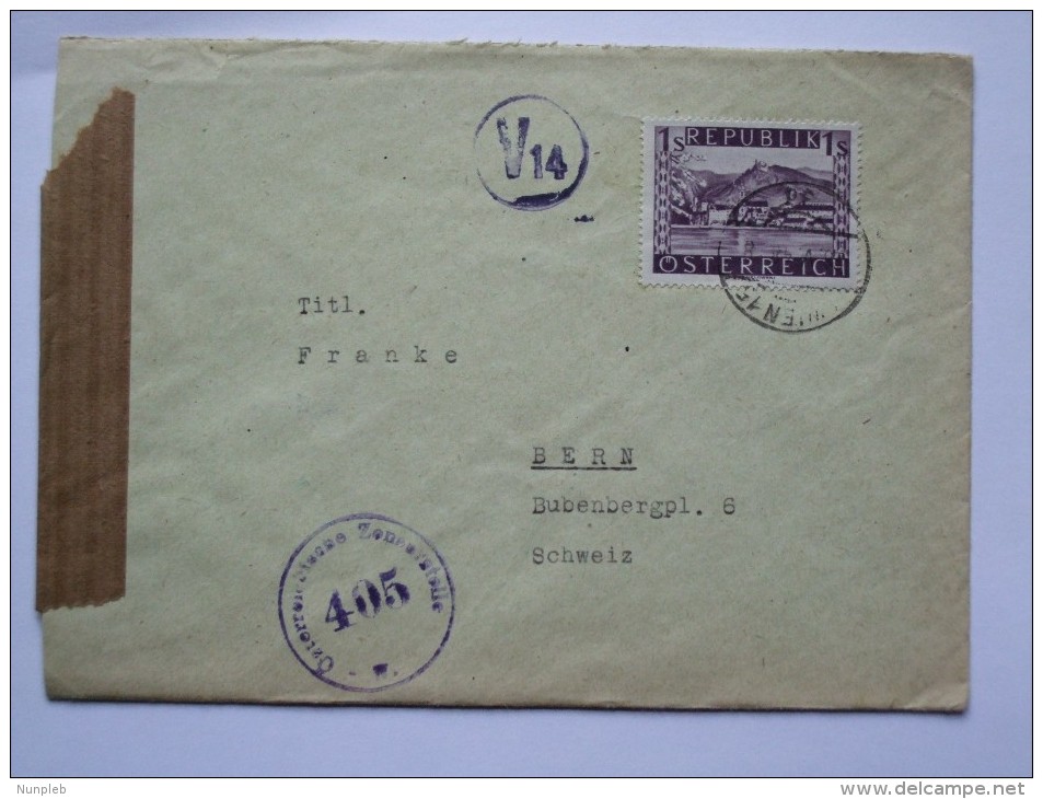 AUSTRIA 1948 CENSOR COVER FROM WIEN TO BERN SCHWEIZ - Covers & Documents