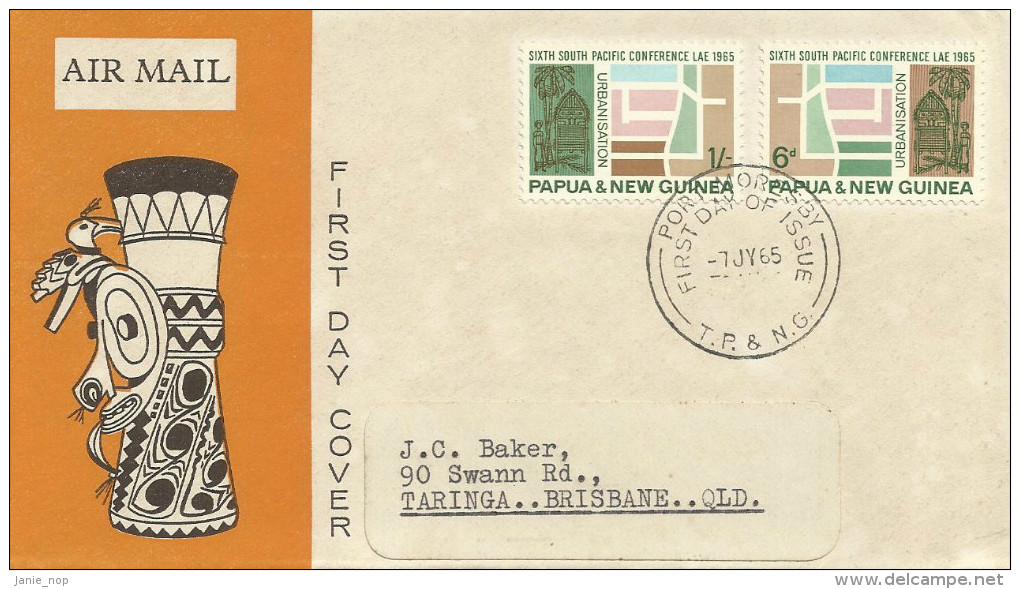 Papua New Guinea 1965 Sixth South Pacific Conference, Port Moresby Postmark, Addressed FDC - Papouasie-Nouvelle-Guinée