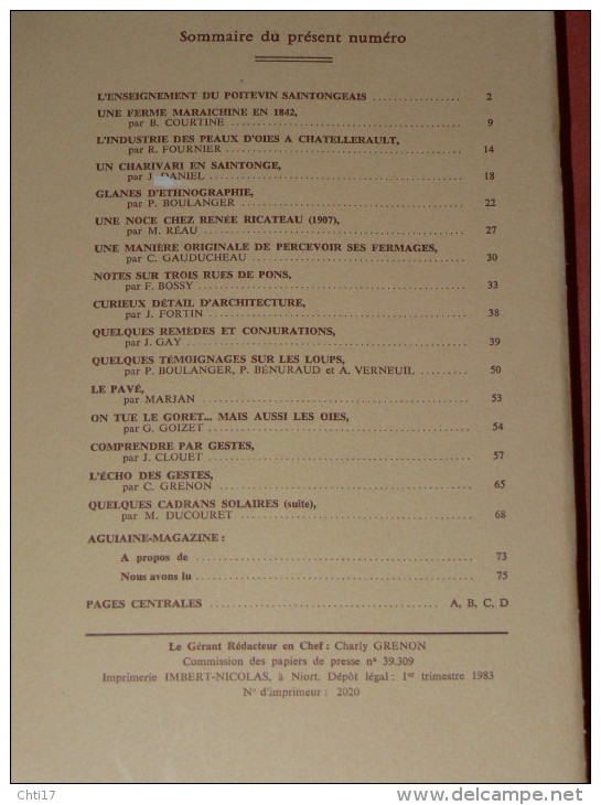 AGUIAINE  ET SUBIET  TOME XVII    ANNEE INCOMPLETE 1983  MANQUE N° 4 / CHAUMONTET COURSE ANE/ MONTBRON MEUBLE / OURS ETC