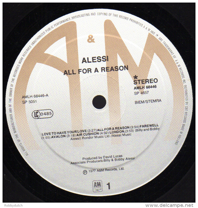* LP *  ALESSI - ALL FOR A REASON (Holland 1977 EX-!!!) - Disco, Pop