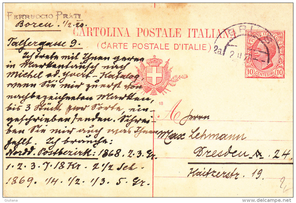 Cartolina Postale Viaggiata X Germania Il 20/2/1878 - Stamped Stationery