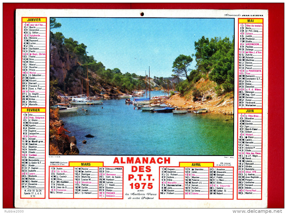 CALENDRIER 1975 CALANQUE A CASSIS NEIGE A MONTJOIE HAUTE SAVOIE IMPRIMEUR JEAN LAVIGNE CALENDRIER DOUBLE - Grand Format : 1971-80