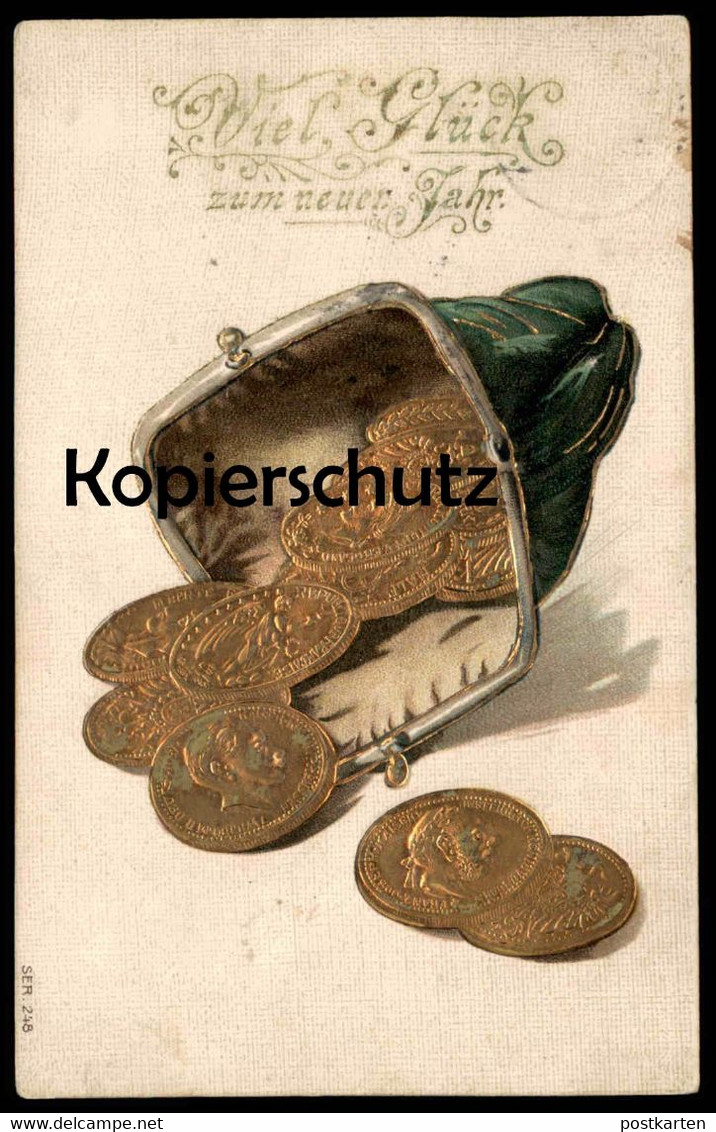 ALTE MÜNZEN POSTKARTE NEUJAHR PREUSSEN ENGLAND ÖSTERREICH FRANKREICH Coin Coins Billettes Münze Geld Billet Money - Monnaies (représentations)