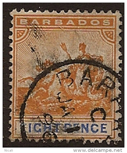 BARBADOS 1892 8d Britannia SG 112 U WT37 - Barbades (...-1966)