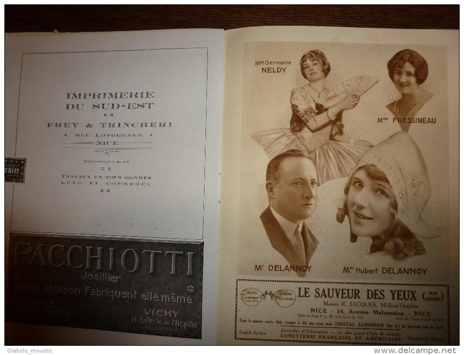 1927 Programme du  CASINO de la JETEE  de  NICE avec couverture de A. CALVET