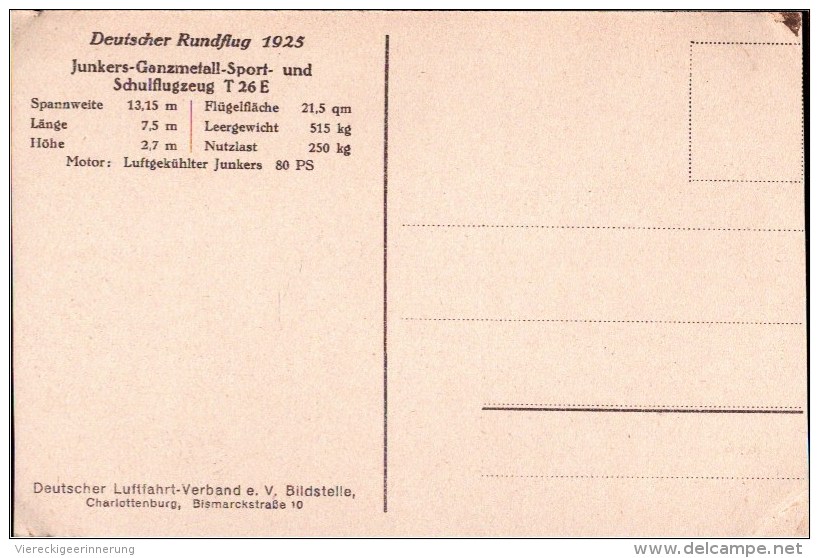 ! Alte Ansichtskarte 1925, Junkers T26E Flugzeug , Aviation, Aircraft - 1919-1938: Fra Le Due Guerre