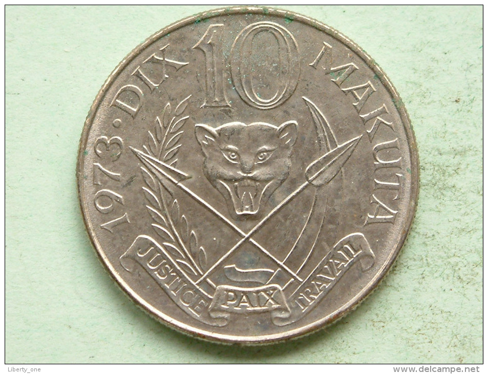 1973 - DIX (10) MAKUTA / KM 7 ( Uncleaned Coin - For Grade, Please See Photo ) !! - Zaïre (1971-97)