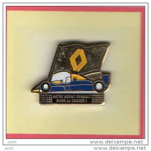 Pin´s  Sport  F1  Automobile  Renault, Votre  Agent  Renault  Dans  La  Course - Renault