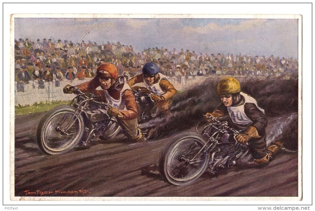 AK Bahnrennen München 1931 , Motorradrennen , Motorrad , Grasbahn , Sandbahn , Speedway , Moto !!! - Motorfietsen
