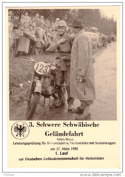 3. Schwere Geländefahrt In Aalen 1955 , ADAC , Motorrad , Enduro , Moto Cross , Photo Scheel , Schwäbisch Gmünd !!! - Motor Bikes