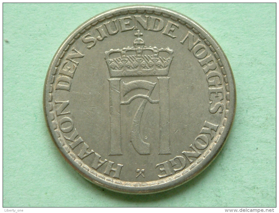 1957 - 1 Krone / KM 397.2 ( Uncleaned Coin - For Grade, Please See Photo ) !! - Norvège