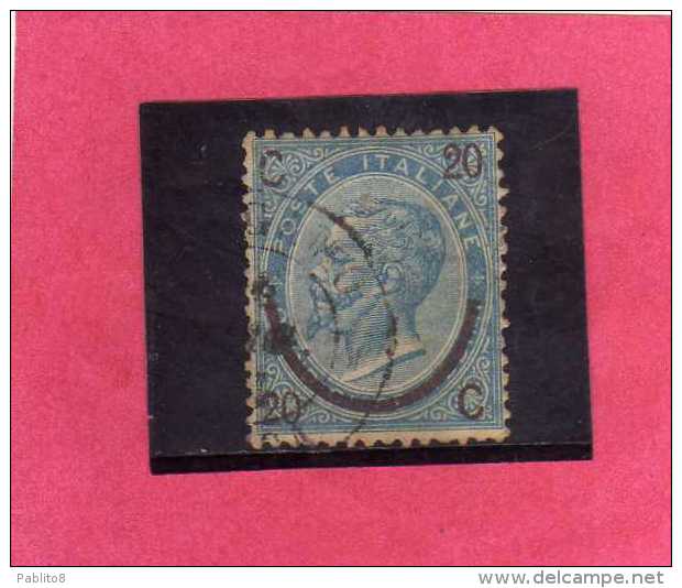 ITALIA REGNO ITALY KINGDOM 1865 VITTORIO EMANUELE II SOPRASTAMPATO SURCHARGED FERRO DI CAVALLO I TIPO 20 CENT SU 15 USED - Usati