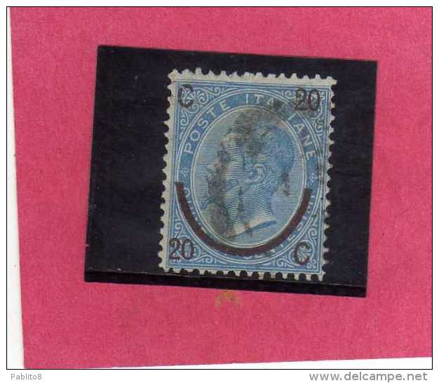 ITALIA REGNO ITALY KINGDOM 1865 VITTORIO EMANUELE II SOPRASTAMPATO SURCHARGED FERRO DI CAVALLO I TIPO 20 CENT SU 15 USED - Oblitérés