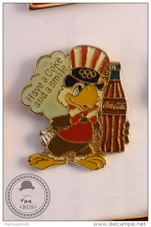 Coca Cola Olympic Games Mascot - Sam The Eagle - Have A Coke And A Smile (light Green Colour) - Pin Badge  - #PLS - Coca-Cola