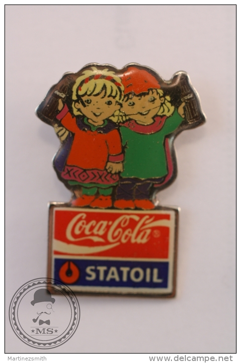 Coca Cola Lillehammer Kristin & Hakon Olympic Games Mascot - Statoil - Pin Badge  - #PLS - Coca-Cola