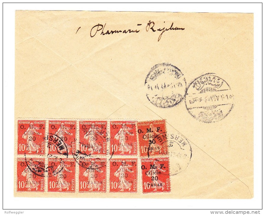 1921 - Cilicien - Briefrückseite Mit 6er-Block + 2 Einzel Mi.#82 Von Mersine Nach Istanbul - Cartas & Documentos