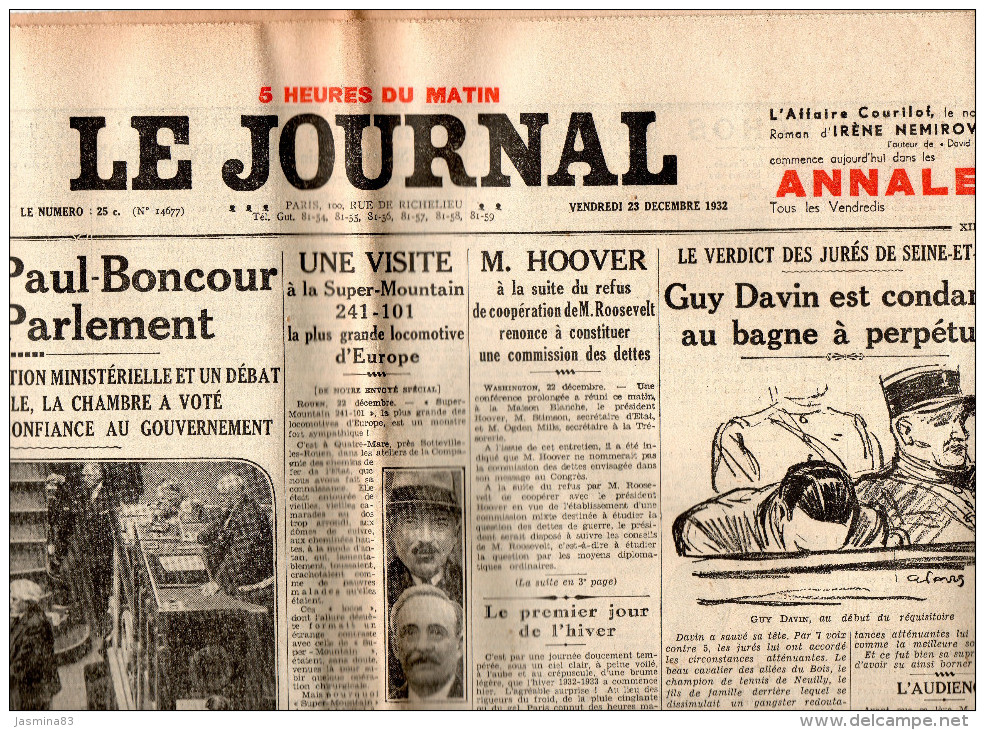 Le Journal Du Vendredi 23 Décembre 1932 - Informations Générales