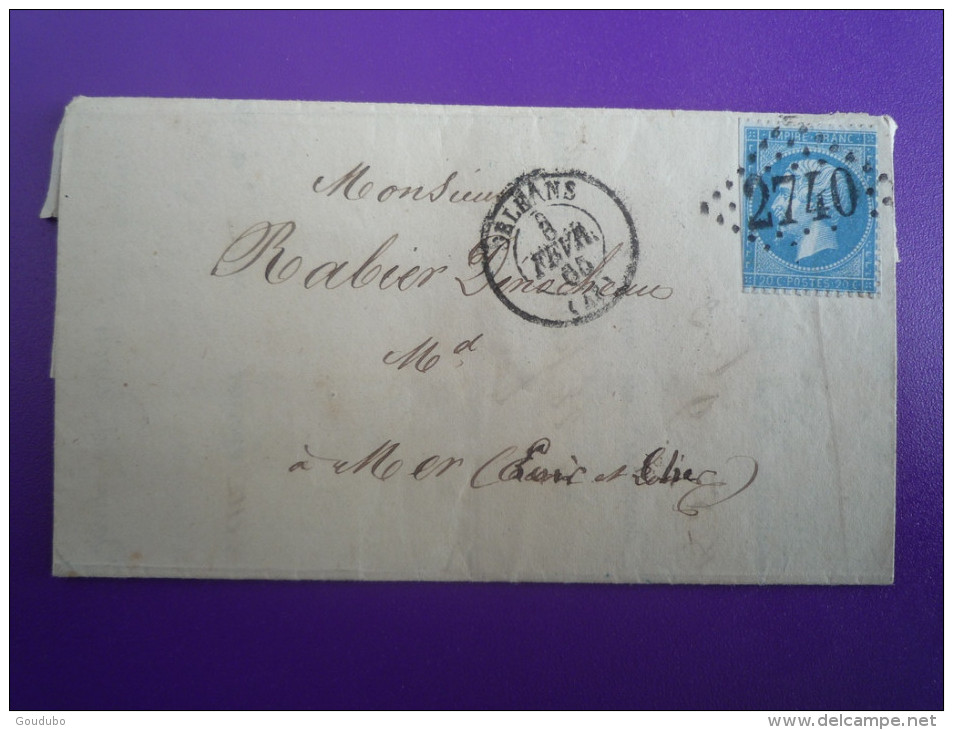 Lettre 1865 Orléans Pour Mer GC Sur Y&T 22c ? Bonneterie Bernay, Facture. Voir Détails. - 1849-1876: Période Classique