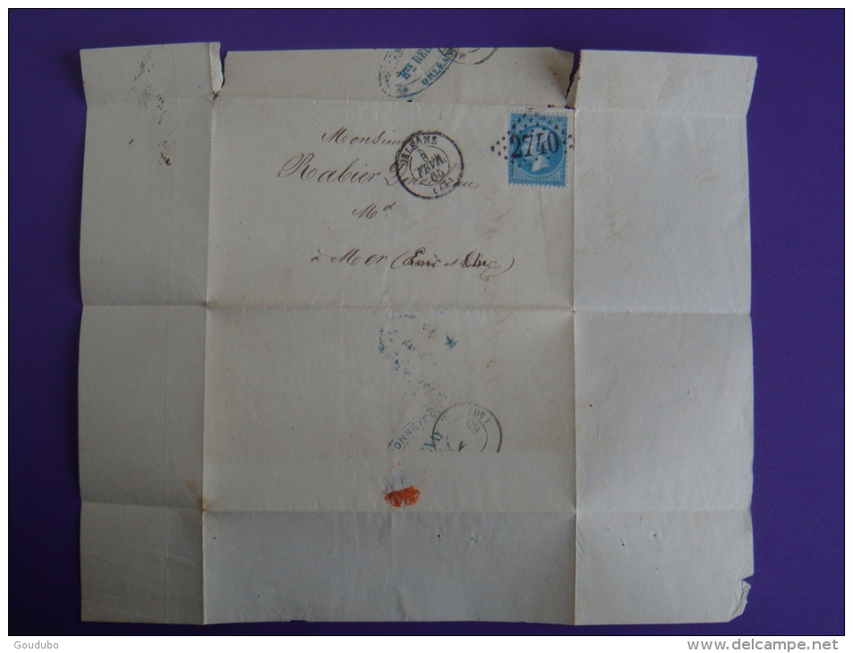 Lettre 1865 Orléans Pour Mer GC Sur Y&T 22c ? Bonneterie Bernay, Facture. Voir Détails. - 1849-1876: Classic Period