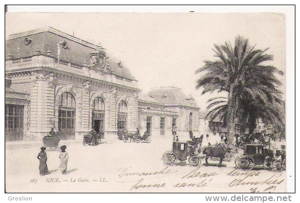 NICE  267 LA GARE  (DILIGENCES  PP) 1904 - Schienenverkehr - Bahnhof